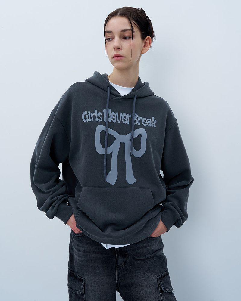 NEVER BREAK PIGMENT HOODIE-CHARCOAL