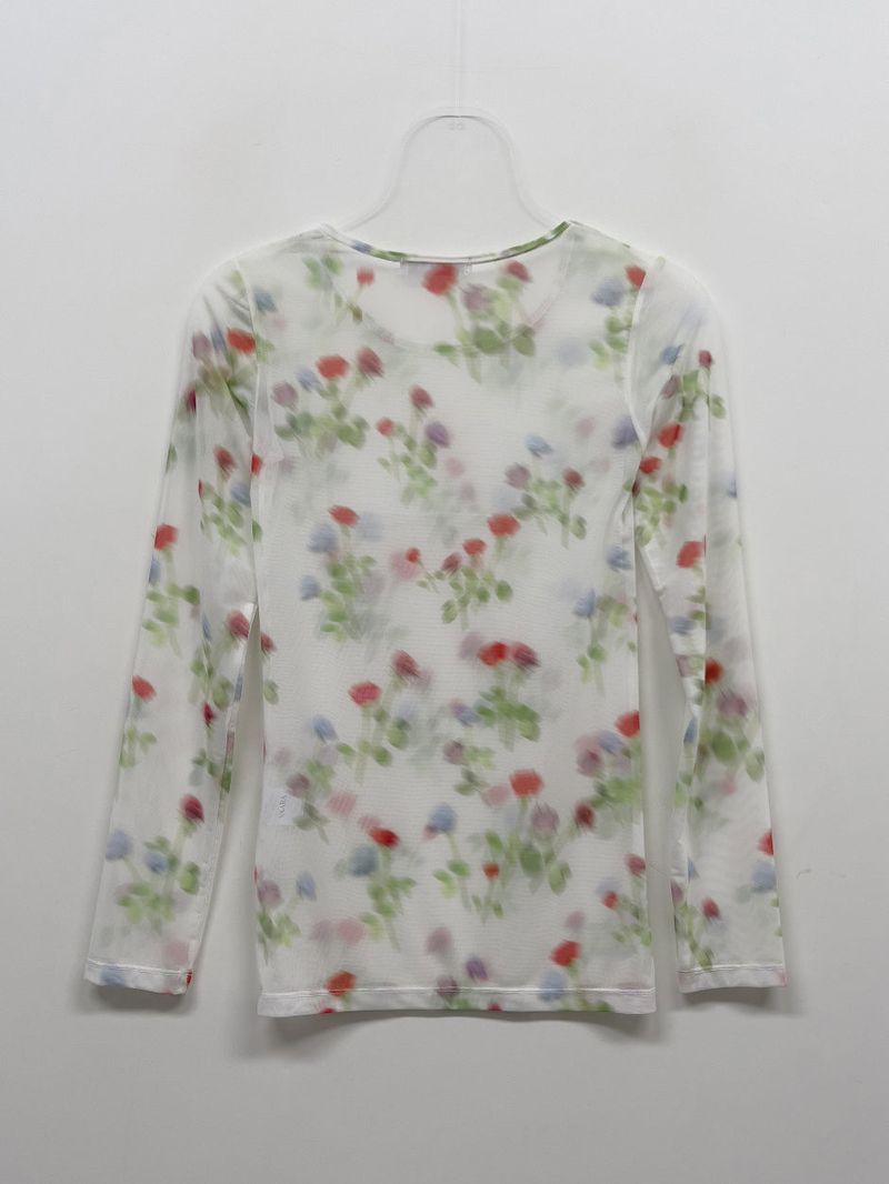 Flower See-through Layered T-shirt