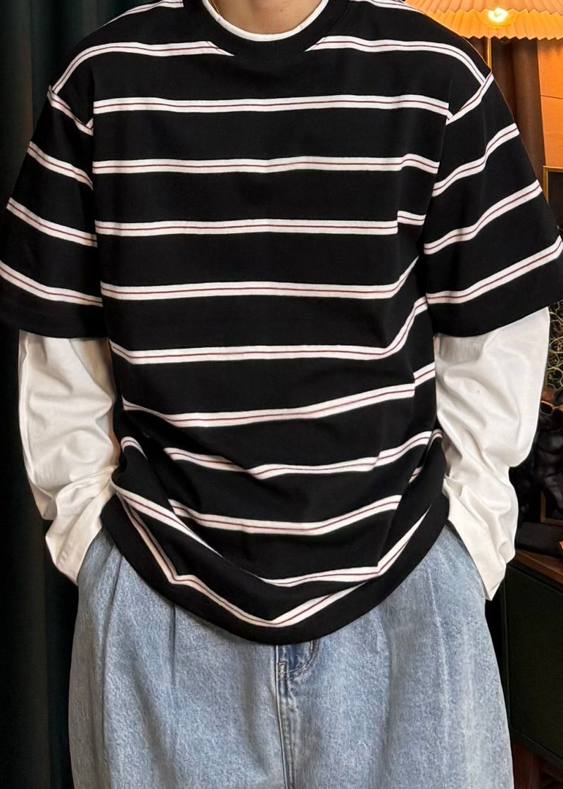 Striped Layered Long-Sleeve 2COLOR