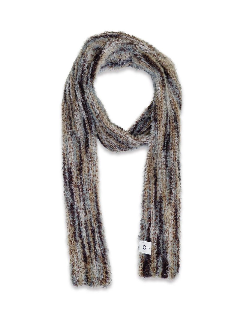 O Logo Fluffy Muffler / Brown Multy