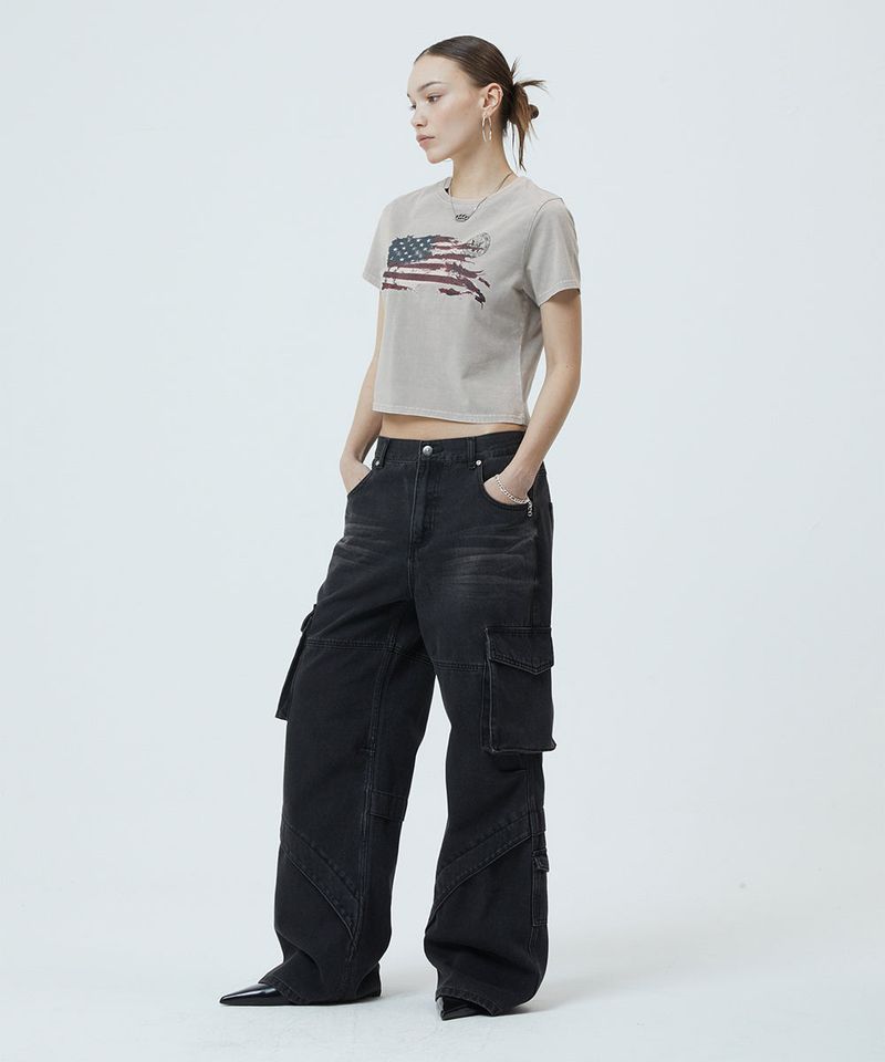 WASHED FLAG CROP TEE