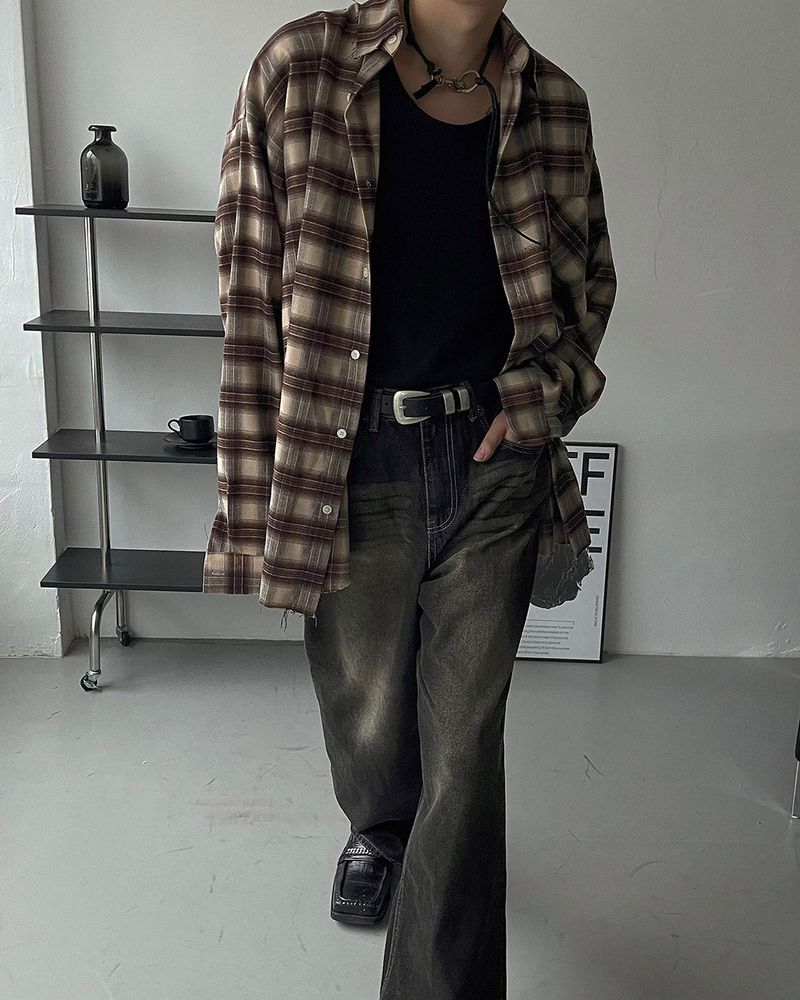 90's Prague Deck Check Over Shirt (2 colors)
