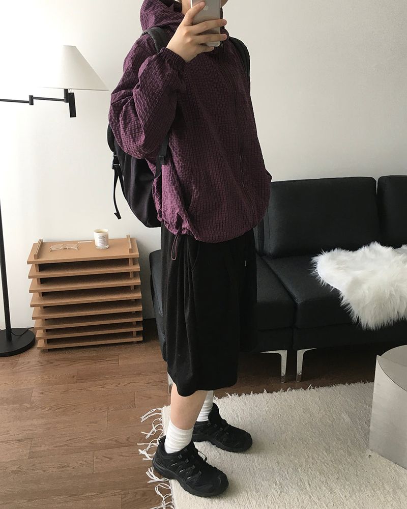 Burnt Check Hood Windbreaker