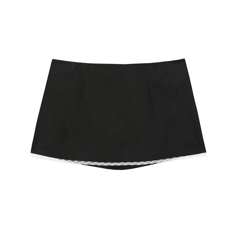 Lace Skirt with Shorts - BLACK