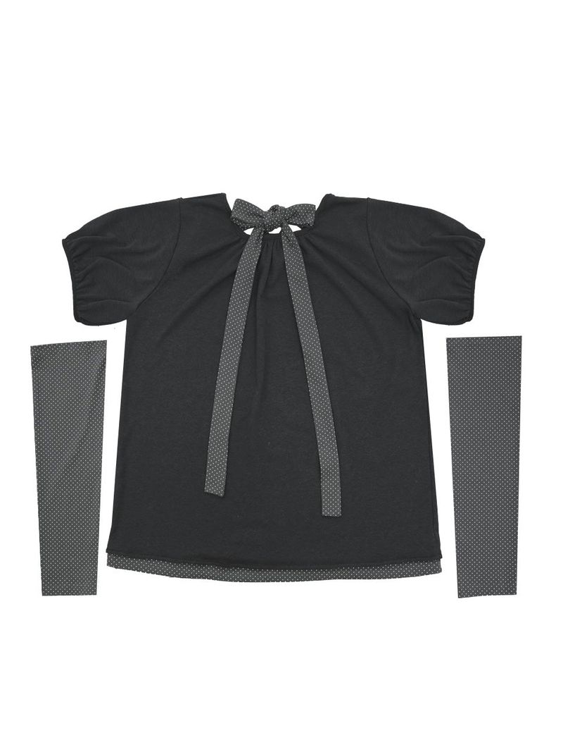 Back ribbon flare top / charcoal