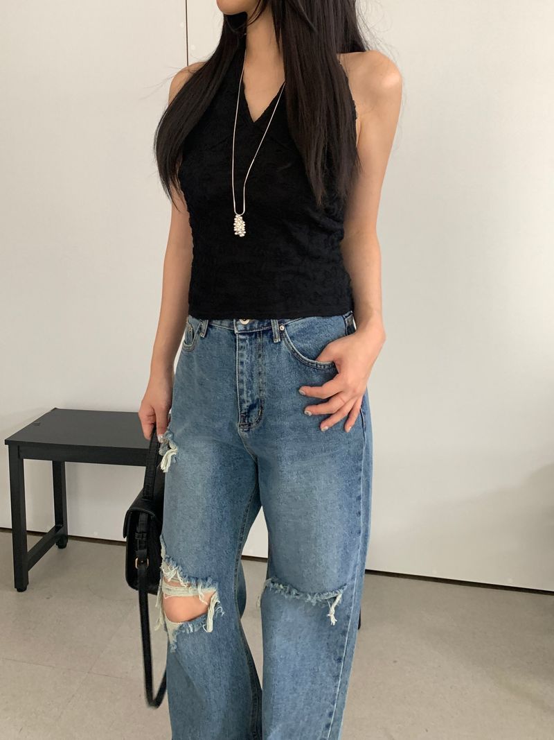 Jaden Lace Flower Halter Top