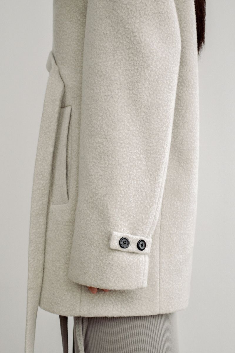 Fuzzy heavy wool coat, Light grey