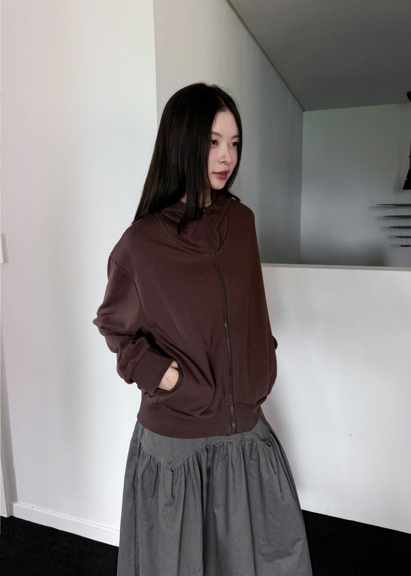  HIGHNECK CROP HOODIE ZIP-UP