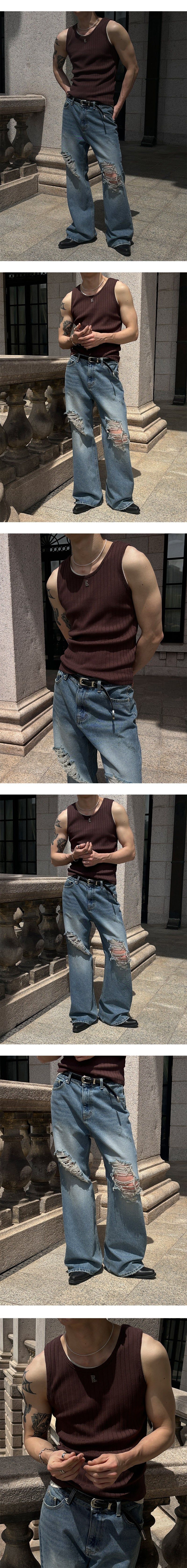[Unisex] Tin washing boots cut denim pants