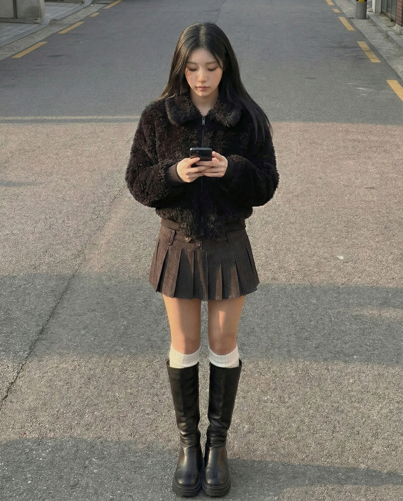 Wool pleated skirt