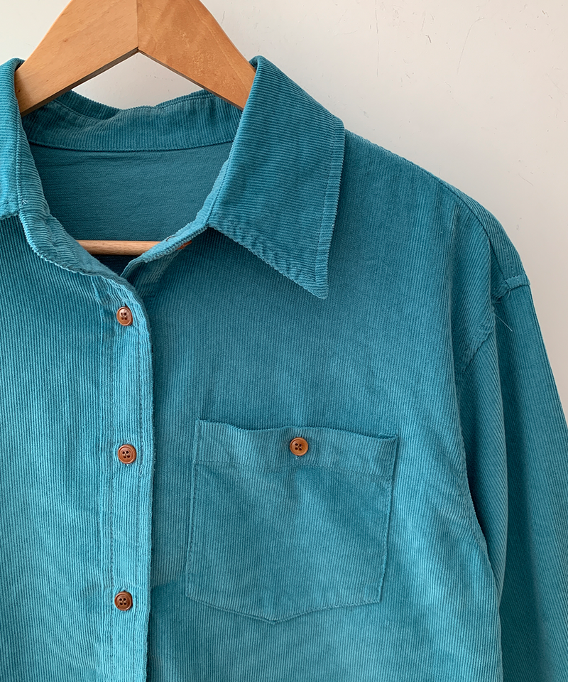 Corduroy Collar Shirt Shirt Blouse Basic Item Cotton