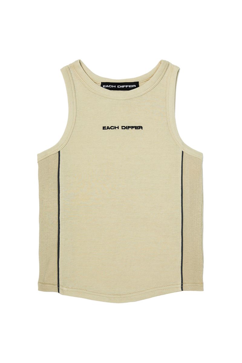 REFLECTIVE PIPING CROP TOP_LIGHT KHAKI
