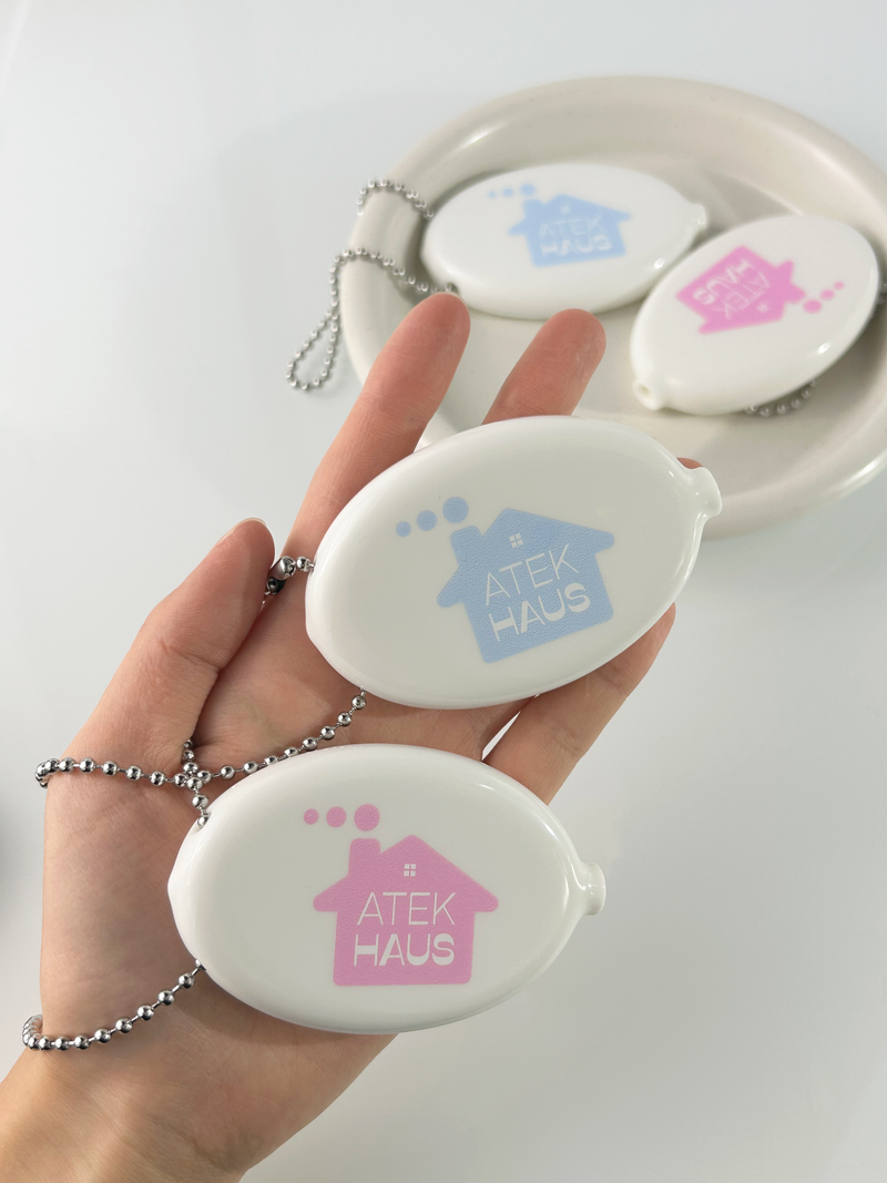 House Rubber Coin Wallet Keyring(Pink)
