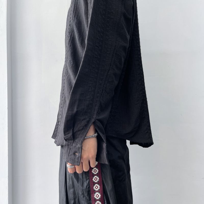 Deep Black Vertical Texture Shirt