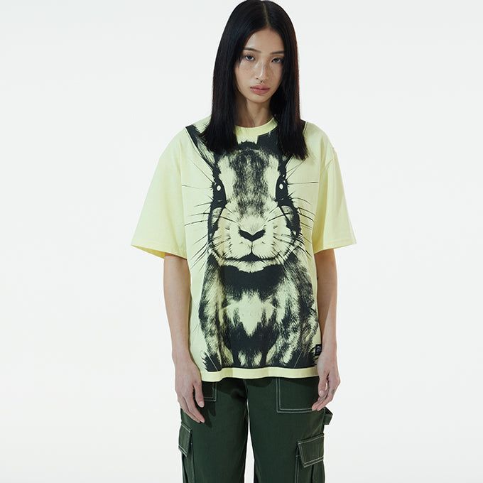 YELLOW BIG RABBIT LOOSE T-SHIRT