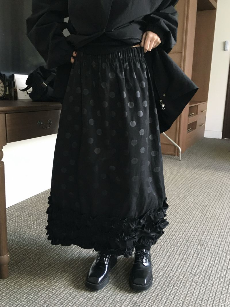 Round Dot Frill Long Skirt (2c)