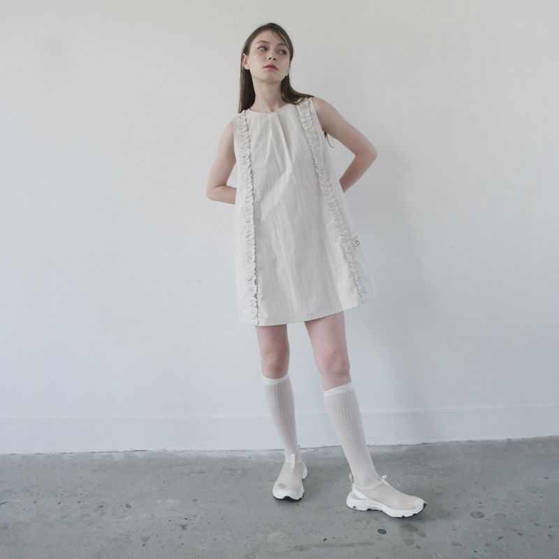 Cream Ruffle Mini Dress