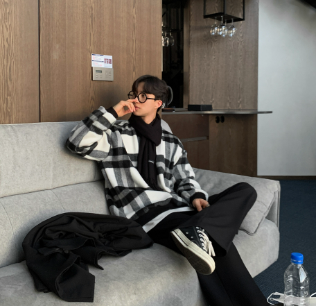  Ninewood Wool Check Sweatshirt