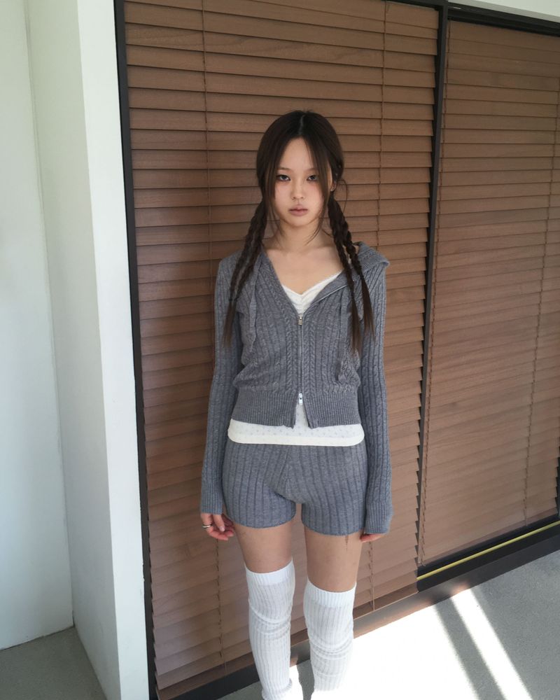 Tweedy knit zip up