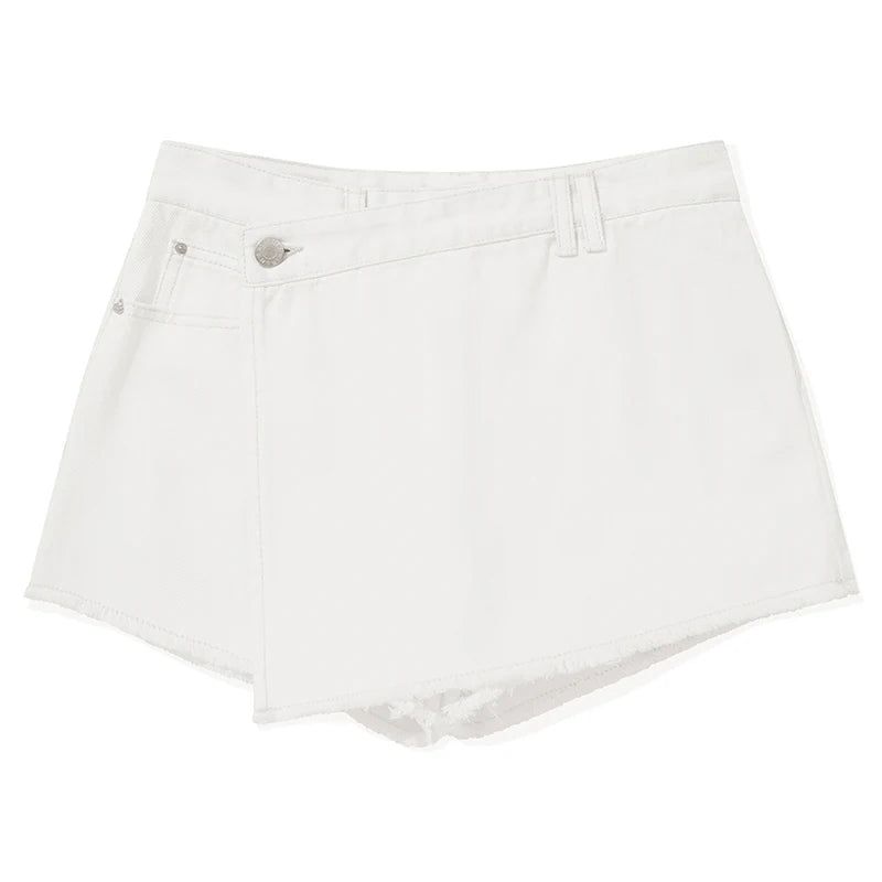 KIRSH PLAIN SEMI WIDE DENIM SKIRT PANTS - WHITE