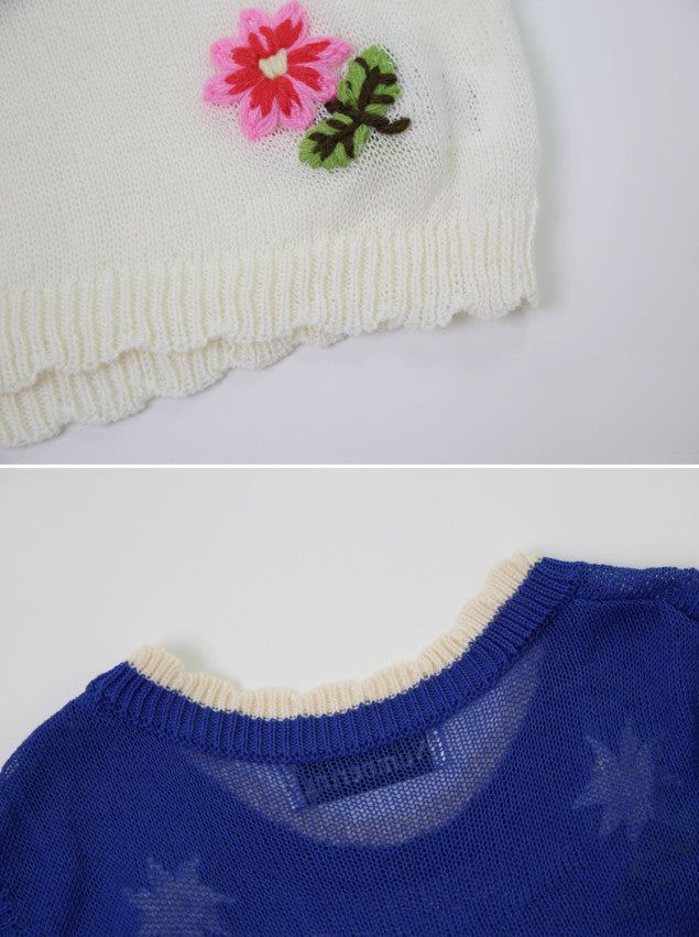 フラワー刺繍ニットベスト (2color)