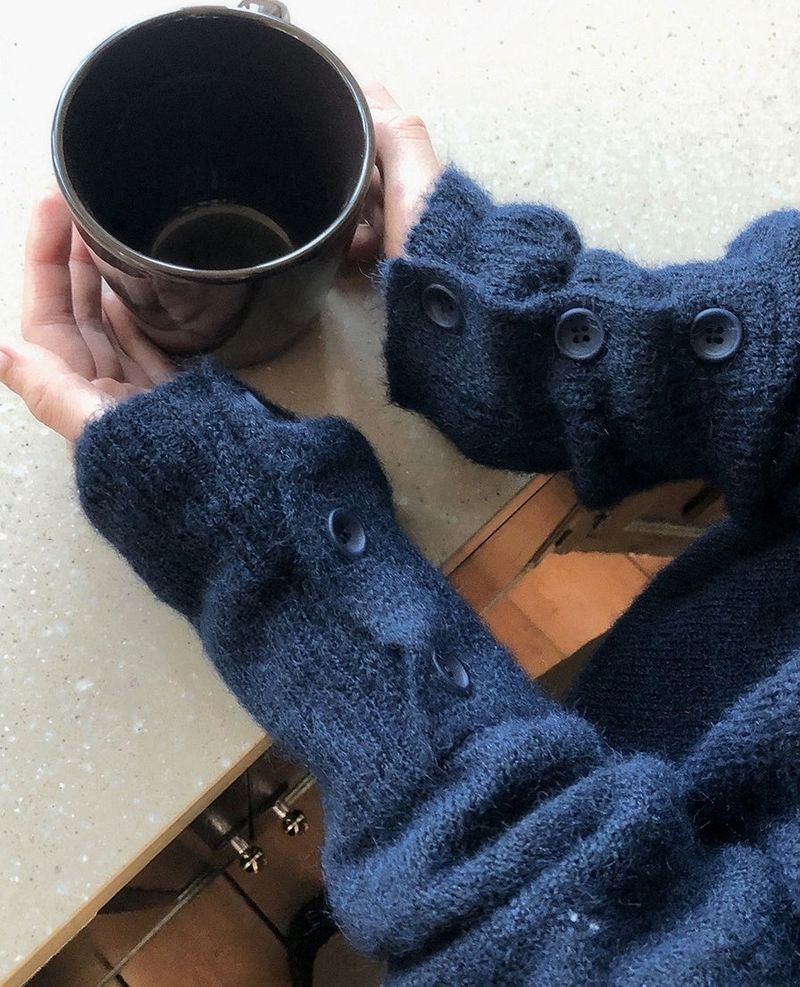 Sleeve Button Loose Wool Round Knit (4color)