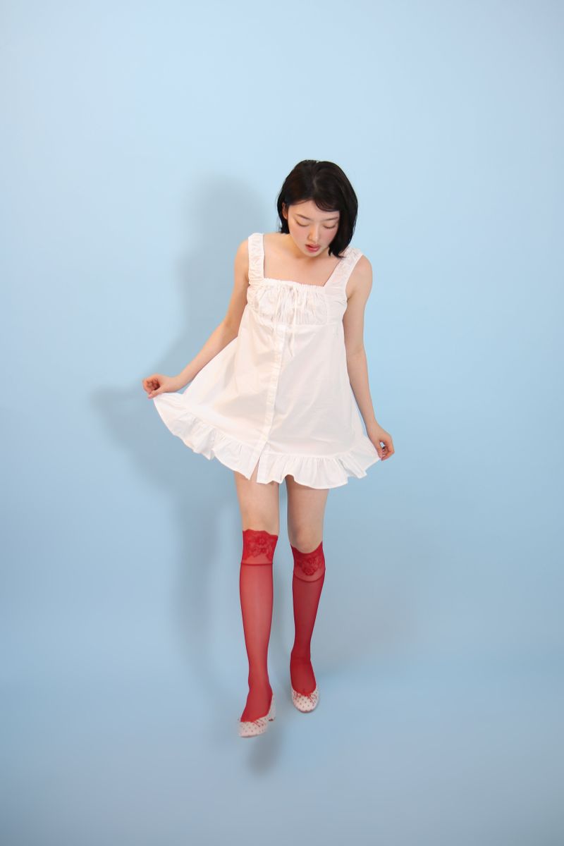 flower point half stockings (red)