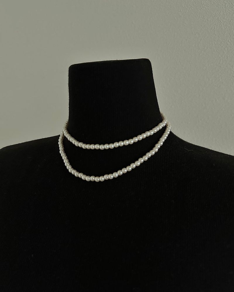 5 mm Two-line Layered Long Pearl Necklace