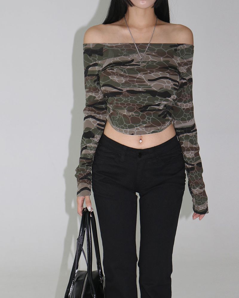 Pelvic Shirring Low-rise Bootcut Pants