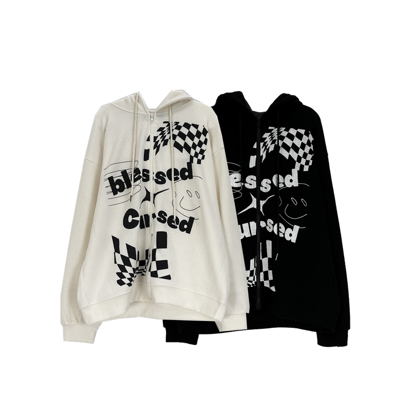 flag knitwear zip-up