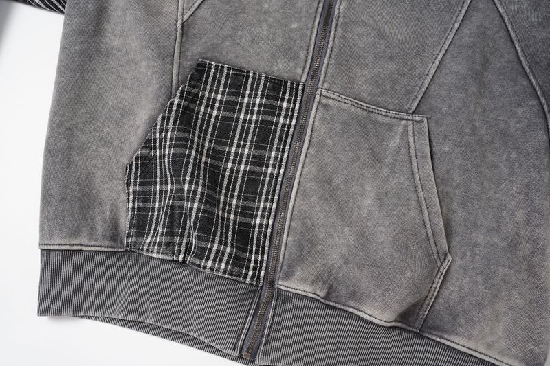 Viona Check Patch Zip Hoodie
