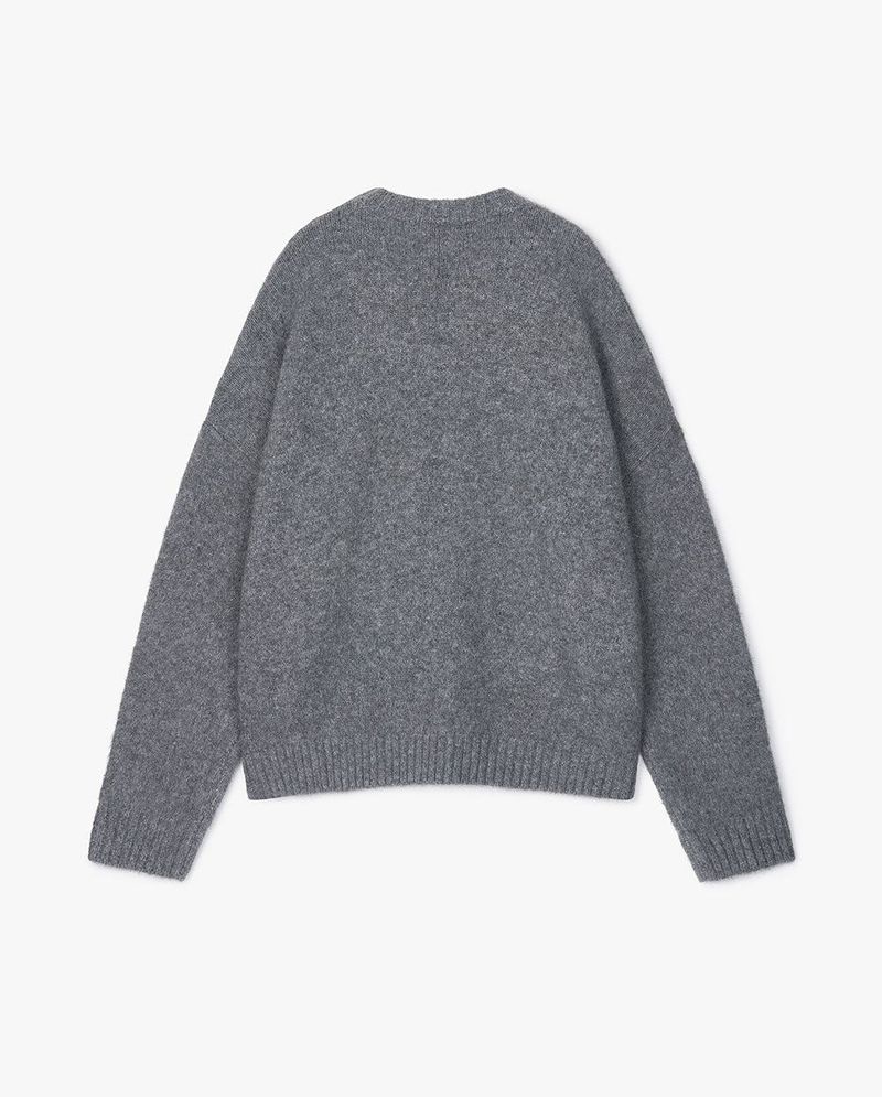 BEANIE SET OVERSIZED KNIT (GREY)