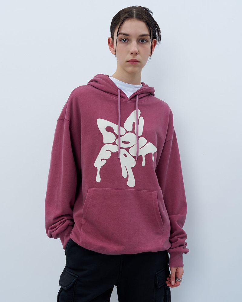 MELTING STAR LOGO PIGMENT HOODIE-PURPLE