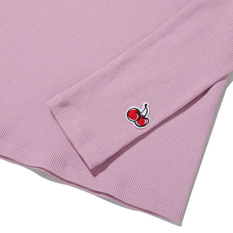 CHERRY BASIC HALF NECK T-SHIRT [PINK]