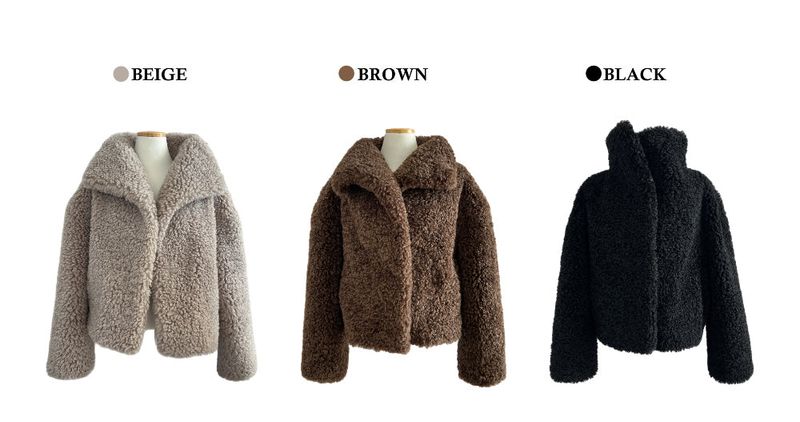 Teddy Hug Fuzzy High Neck Fur Jacket