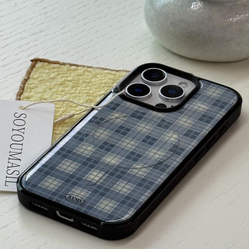 [+Magsafe] Blue haze plaid  epoxy bumper case 