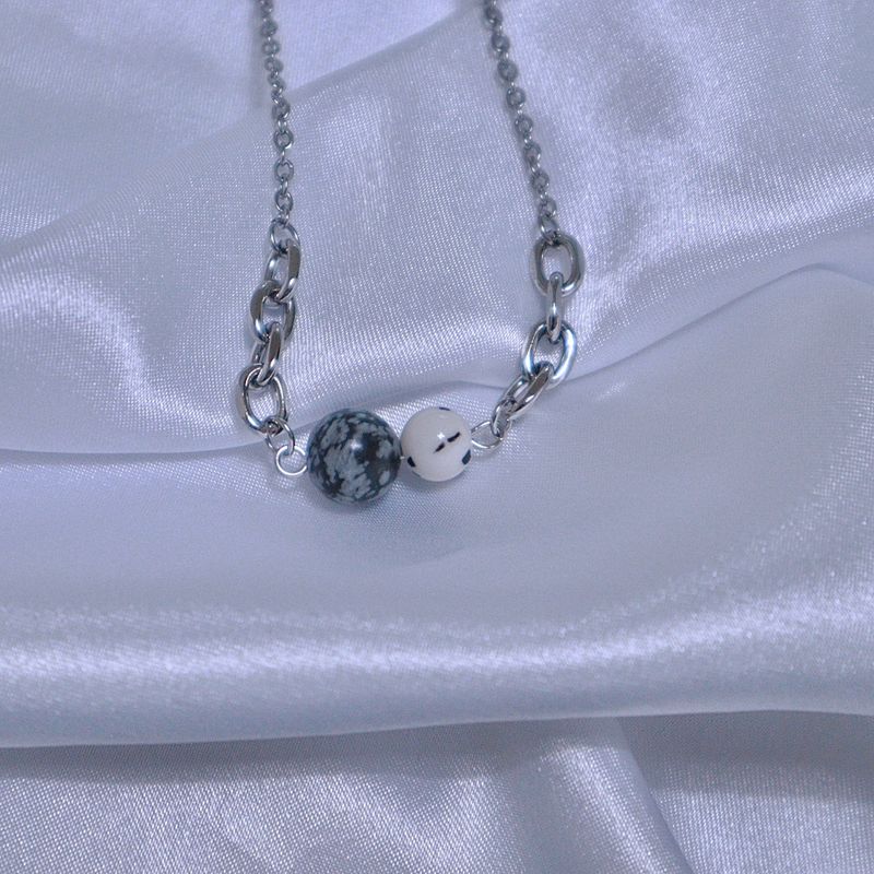 Black printed marble necklace