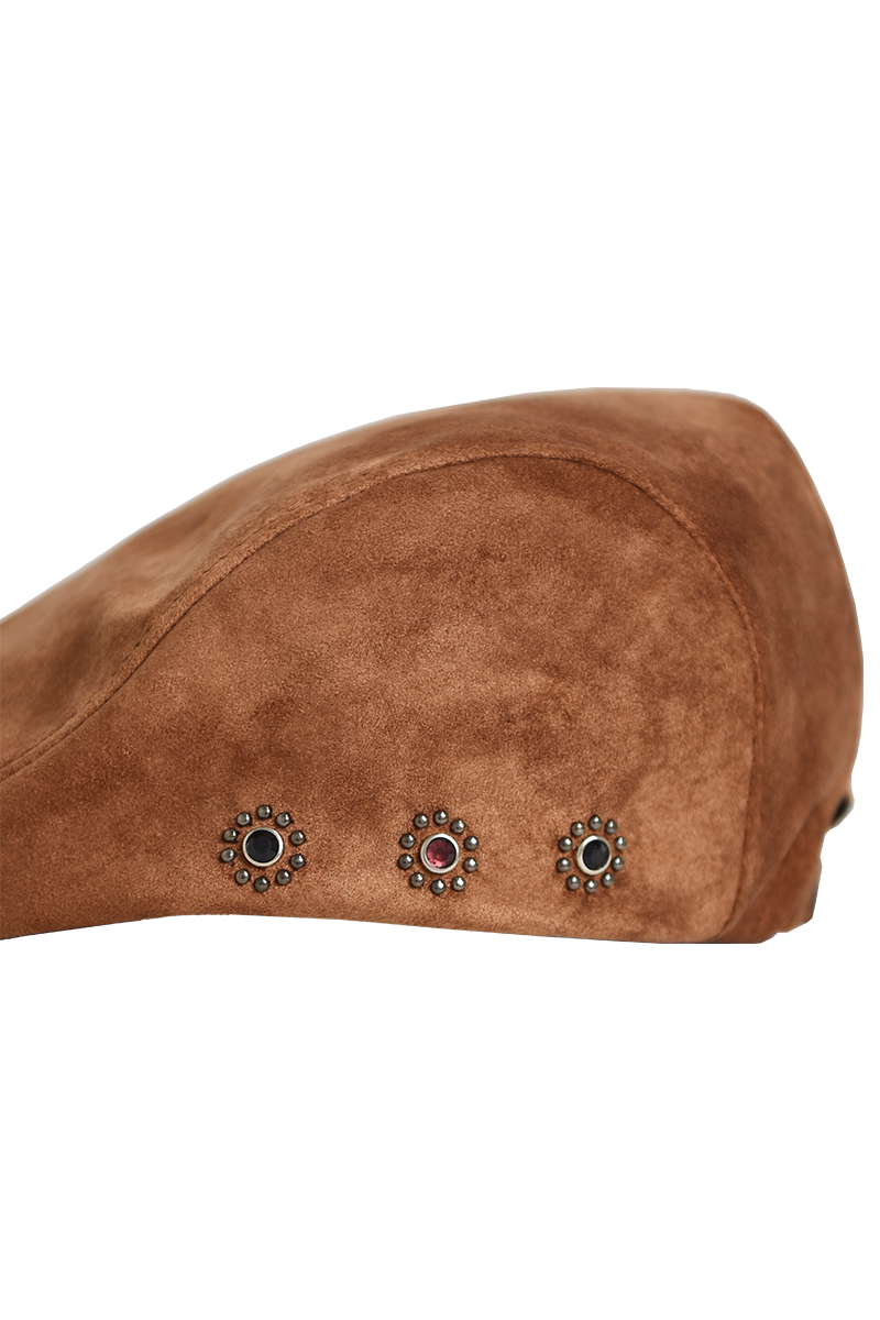 Eco Suede Stud Hunting Cap (Camel)