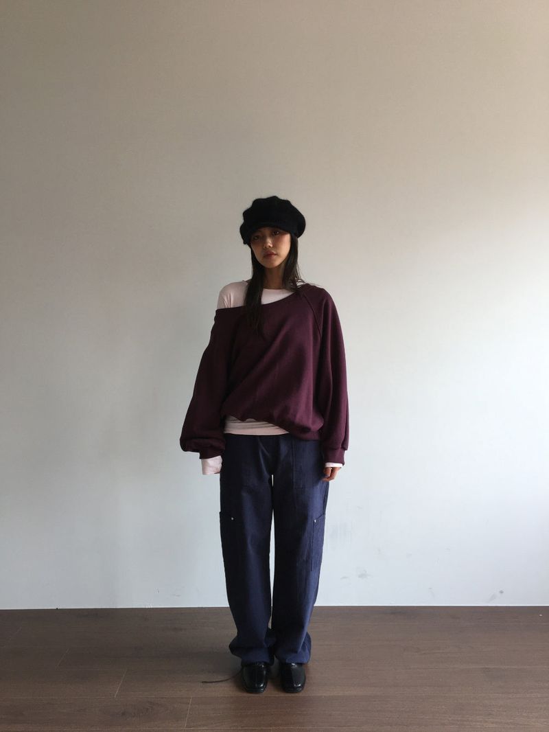 Mauve One-Shoulder Off Sweatshirt (2 Colors)