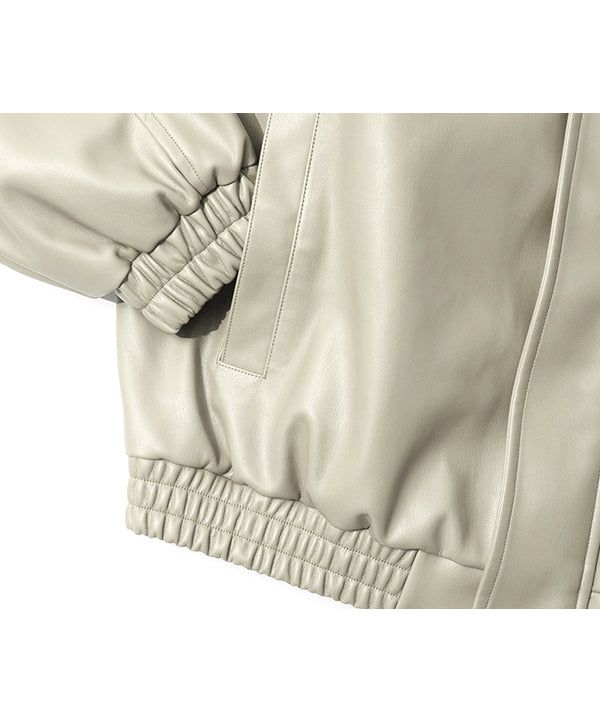 LB Synthetic Leather Hidden Jacket (Cream)