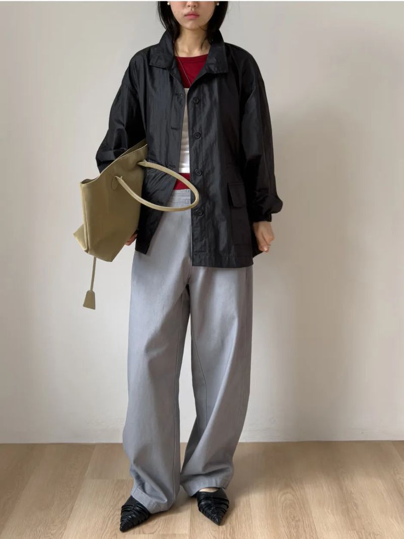 Low Nylon String Loose Fit Jacket