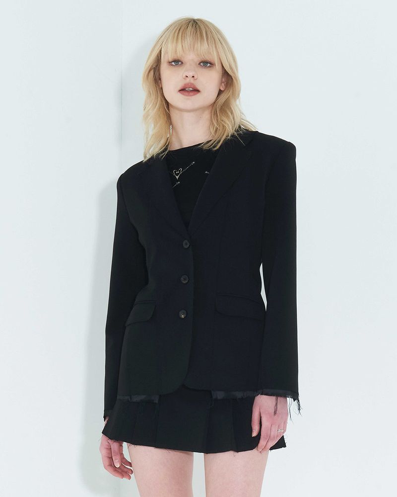Raw Edge Slim Jacket _ Black