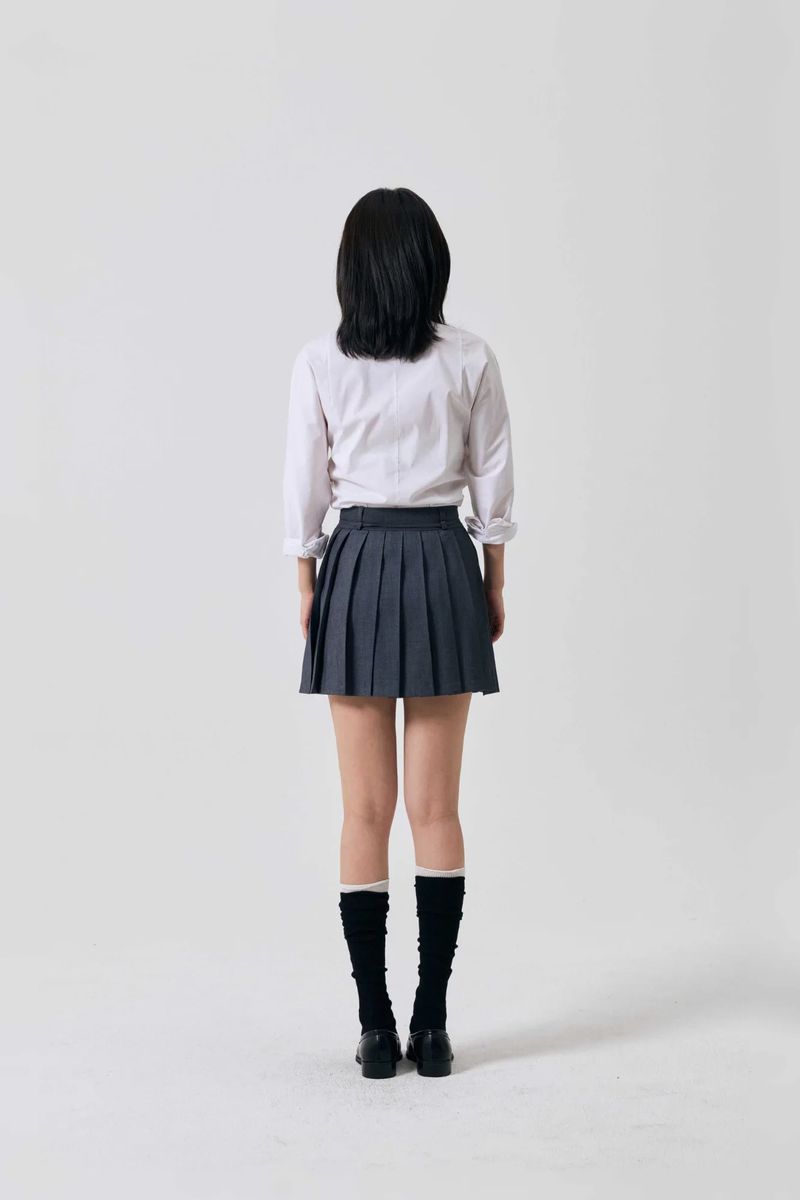 SWAN PLEATS SKIRT PANTS / CHARCOAL