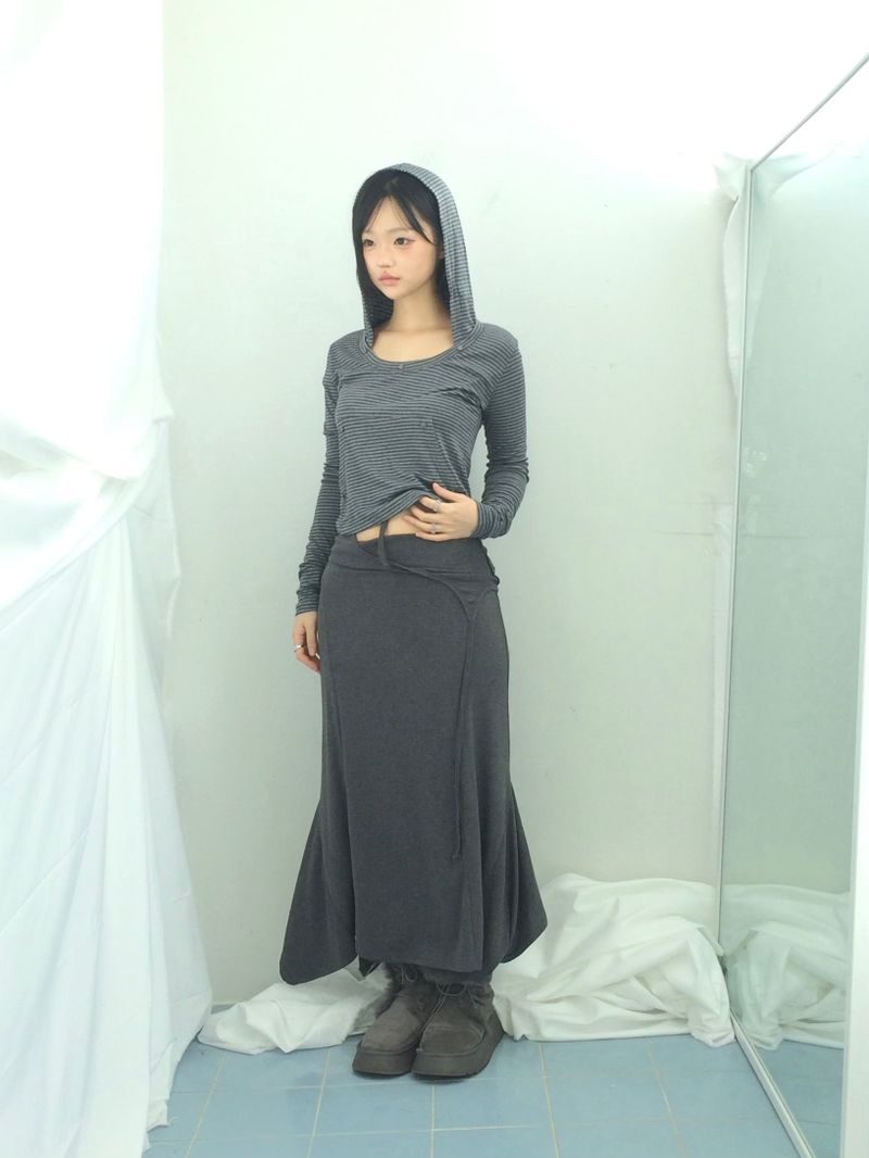 double-strap draped long dress