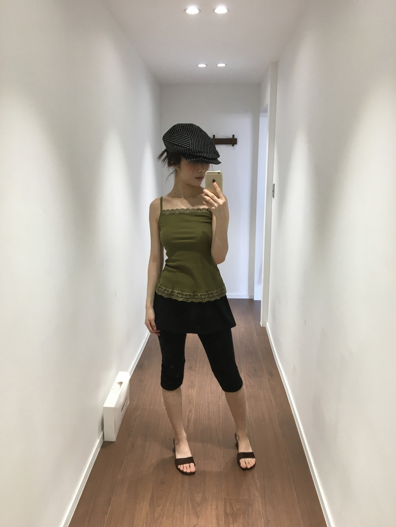 Drop ribbed lace sleeveless top (7color) 
