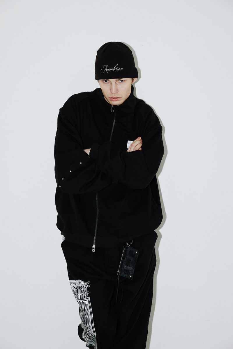Rivet Wide Sweat Zip-up (Clean-black)