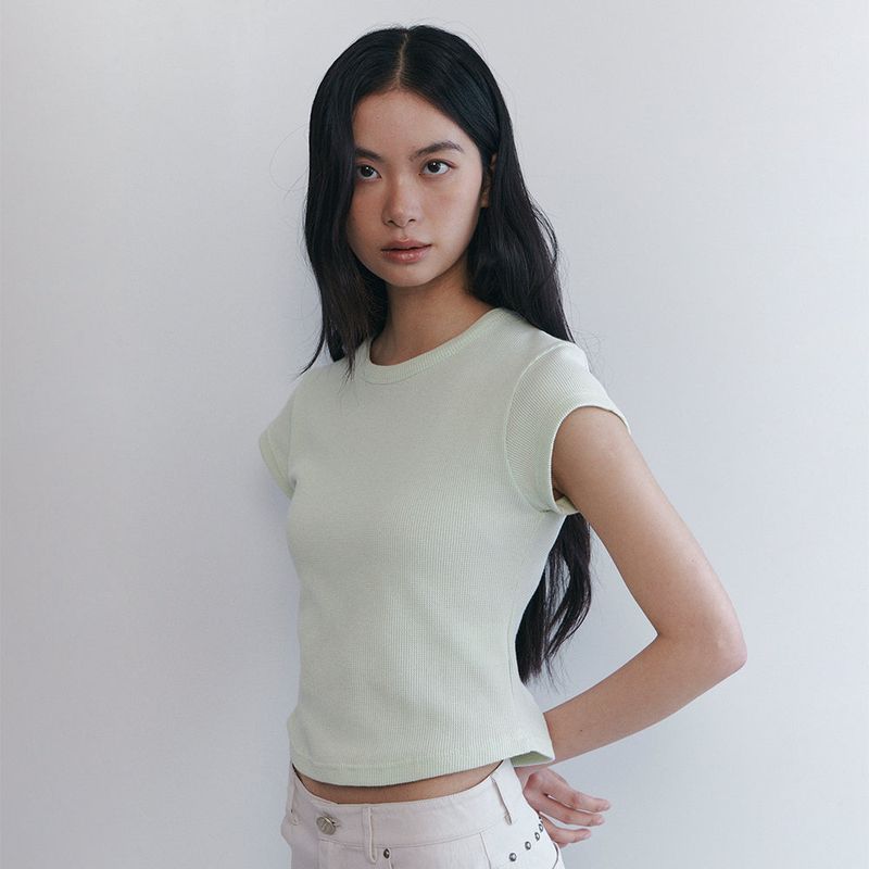Curetty(キュリティ)の「C 90S LINE WAFFLE BASIC T-SHIRT_MINT(Tops)」