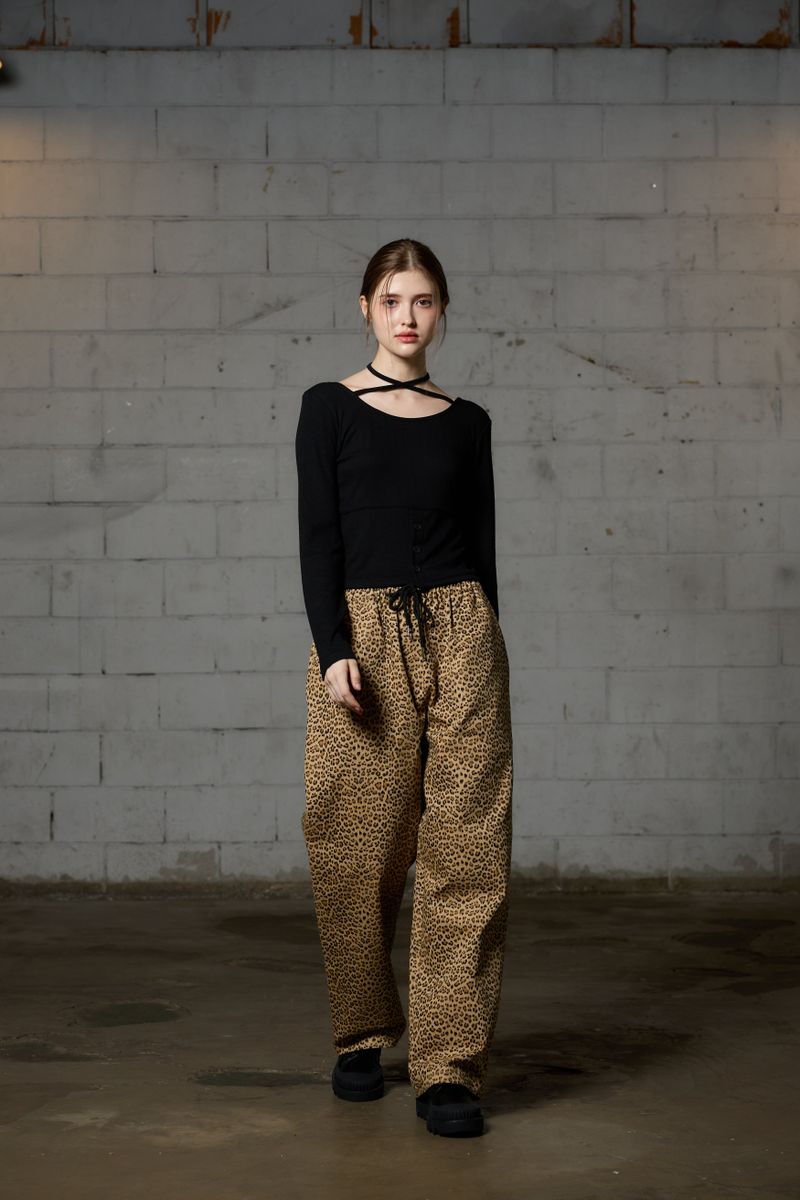 LEOPARD WIDE PANTS / BEIGE