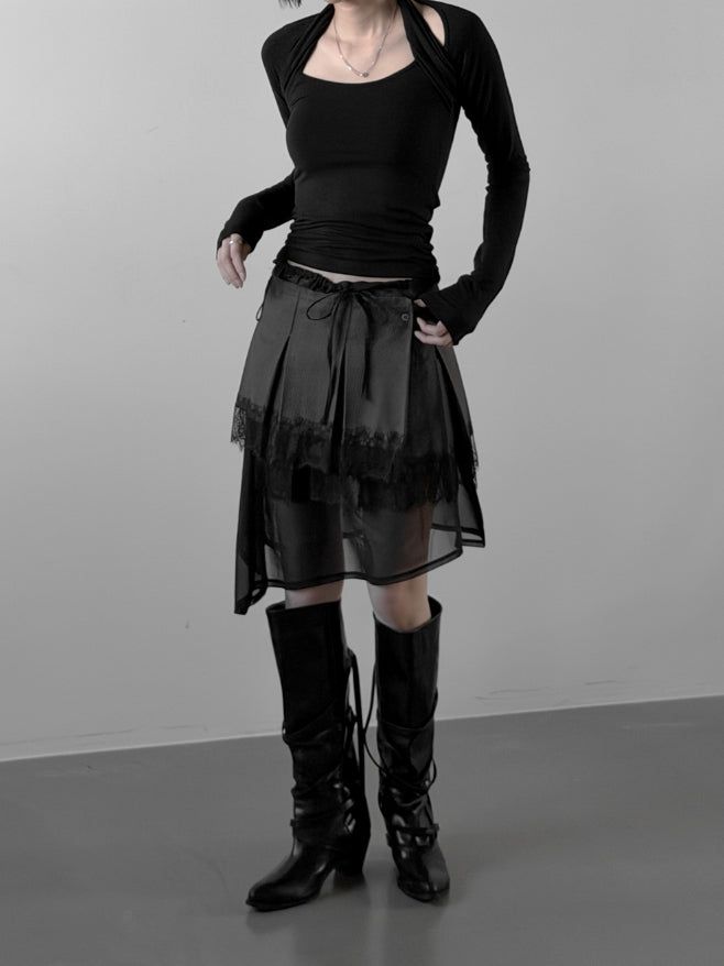 Labelly Pleated Wrap Skirt