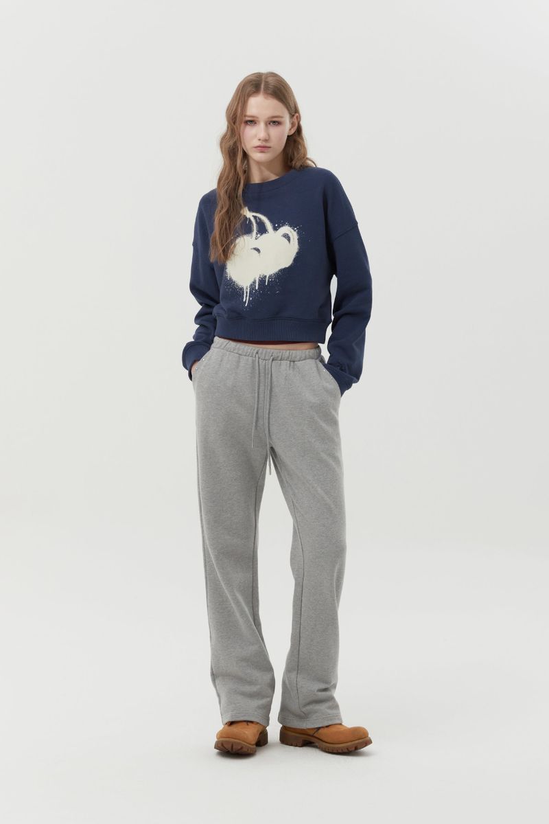 MELTING CHERRY PRINTED CROP SWEATSHIRT [NAVY]